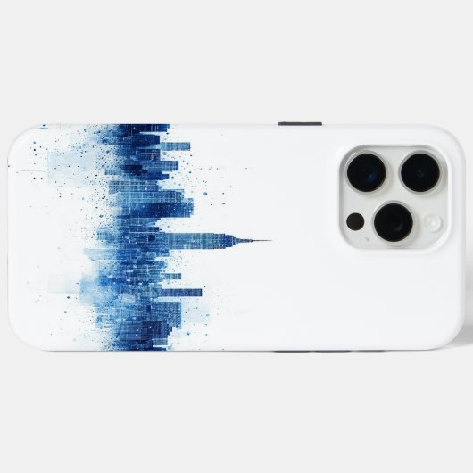 Blauwe metropolitane architectuur panorama Case-Mate iPhone case (Achterkant (horizontaal))