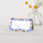 Blauwe Mexicaanse kleurrijke tegels bruidsdouche g Plaatskaartje (Voorkant)