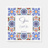 Blauwe Mexicaanse kleurrijke tegels bruidsdouche g Servet (Voorkant)