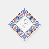 Blauwe Mexicaanse kleurrijke tegels bruidsdouche g Servet (Hoek)