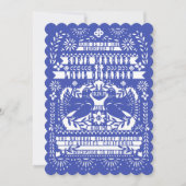 Blauwe Mexicaanse staart Doves Papel Picado Weddin Kaart (Voorkant)