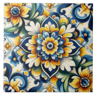 Blauwe Mexicaanse Sterbloem Naadloos  Tegeltje