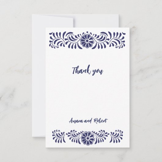 BLAUWE MEXICAANSE TALAVERA BEDANKKAART (Voorkant)