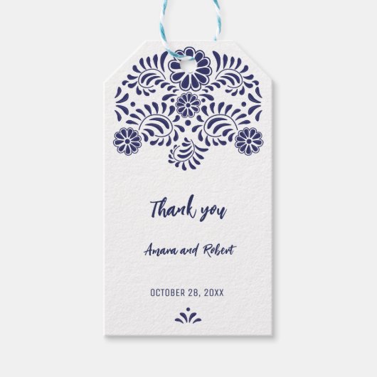 BLAUWE MEXICAANSE TALAVERA CADEAULABEL (Voorkant)