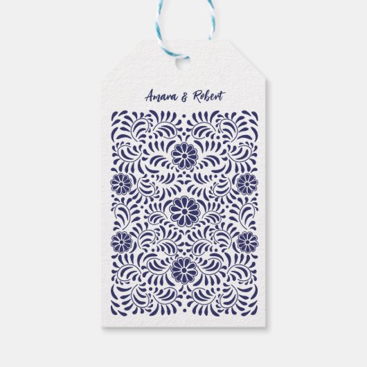 BLAUWE MEXICAANSE TALAVERA CADEAULABEL (Achterkant)