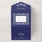 Blauwe Mexicaanse Talavera met oudernaam All In One Uitnodiging (Buitenkant)