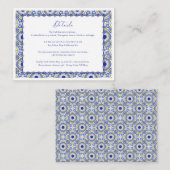 Blauwe Mexicaanse Talavera Spaans huwelijksgesprek Informatiekaartje (Voorkant / Achterkant)