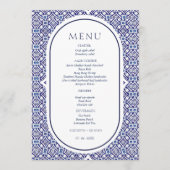 Blauwe Mexicaanse Talavera Spaans Weddenschap Menu (Voorkant)
