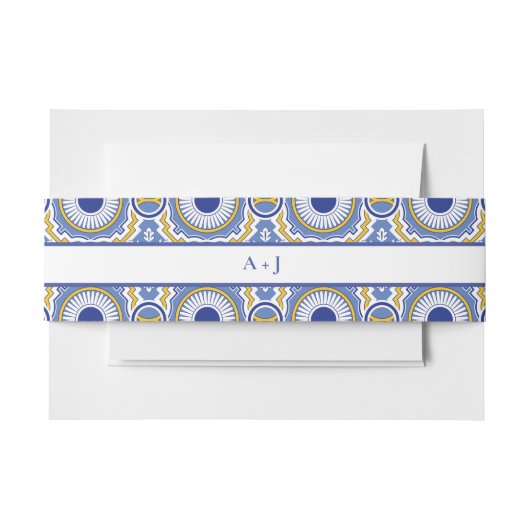 Blauwe Mexicaanse Talavera Spaans Weddenschap Uitnodigingen Wikkel (Voorkant Voorbeeld)