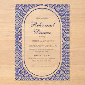 Blauwe Mexicaanse Talavera Spaanse repetitie diner Acryl Uitnodigingen (Voorkant)