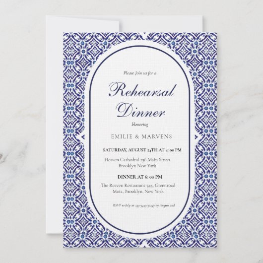 Blauwe Mexicaanse Talavera Spaanse repetitie diner Kaart (Voorkant)