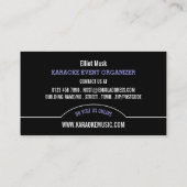 Blauwe microfoon, Karaoke Event Organizer Visitekaartje (Achterkant)