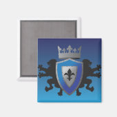 Blauwe middeleeuwse Lion Heraldry Magnet (Voorkant / Achterkant)