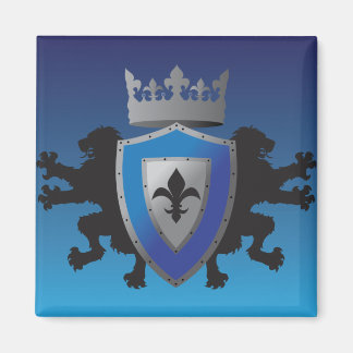 Blauwe middeleeuwse Lion Heraldry Magnet