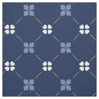 Blauwe Middellandse-Tegels | Floral Pattern Stof