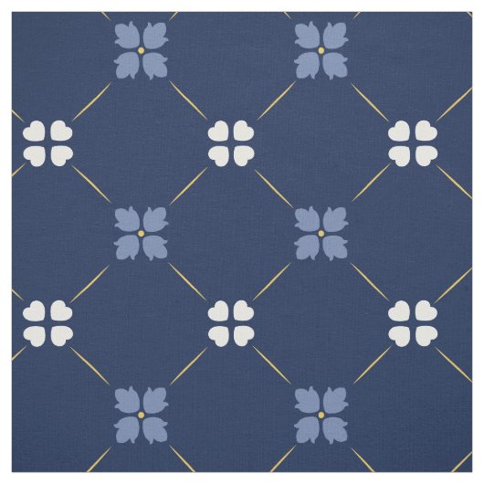 Blauwe Middellandse-Tegels | Floral Pattern Stof (Swatch)