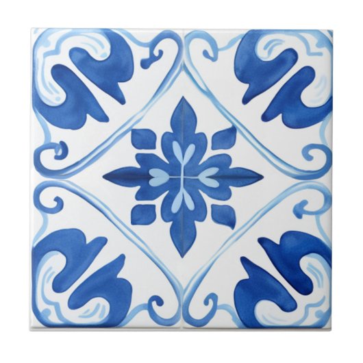 Blauwe Middellandse Zee Tegeltje (Voorkant)