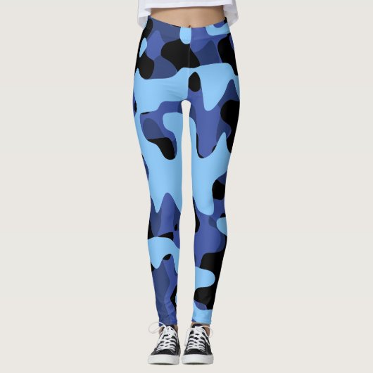 Blauwe militaire Camouflage Leggings (Voorkant)