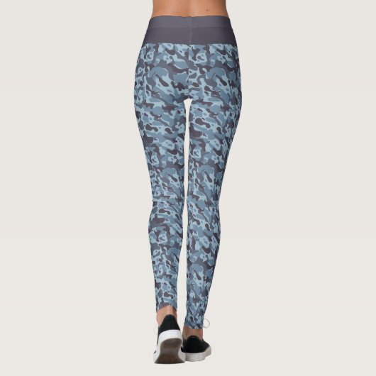 Blauwe militaire camouflage witte en blauwe strepe leggings (Achterkant)