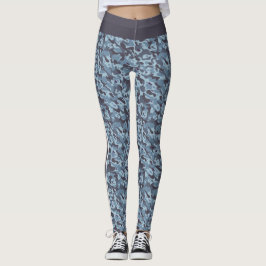 Blauwe militaire camouflage witte en blauwe strepe leggings