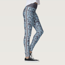 Blauwe militaire camouflage witte en blauwe strepe leggings