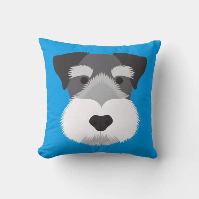 Blauwe Miniatuur Schnauzer Kussen (Voorkant)