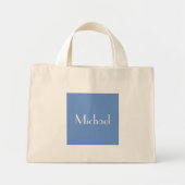 Blauwe minimale aangepaste naam en bestemming Stij Mini Tote Bag (Voorkant)