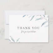 Blauwe minimale groene zakelijke logo bedankt u kaart (Voorkant)