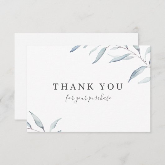 Blauwe minimale groene zakelijke logo bedankt u kaart (Voorkant / Achterkant)