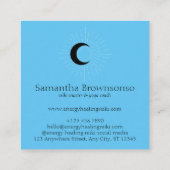 Blauwe, minimale, moderne Keltische Sun Moon Vierkante Visitekaartje (Achterkant)