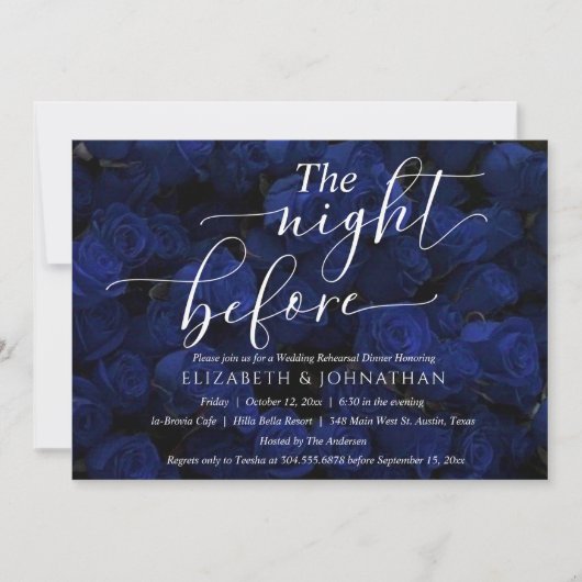 Blauwe minimale repetitie binnenuitnodiging kaart (Voorkant)