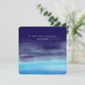 Blauwe Minimale Waterverf Golven Kaart (Staand voorkant)