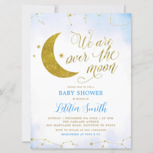 Blauwe minimalist boven het Baby shower Moon nodig Kaart