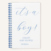 Blauwe minimalist Het is een cadeaulijst voor Baby Notitieboek (Voorkant)