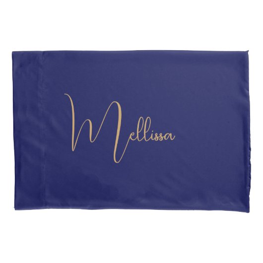 Blauwe minimalistische aangepaste naam kussensloop (Voorkant)