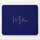 Blauwe minimalistische aangepaste naam muismat (Voorkant)