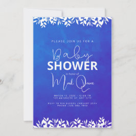 Blauwe Minimalistische Baby Shower Kaart