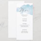 Blauwe, minimalistische babyjongen menu (Voorkant / Achterkant)