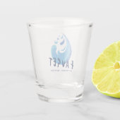 Blauwe minimalistische frisse druppelbril shot glas (Achterkant)