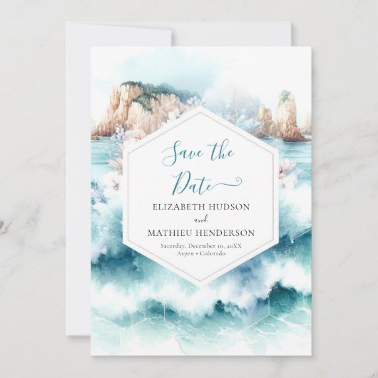 Blauwe minimalistische nautische bruiloft save the date (Voorkant)