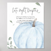 Blauwe minimalistische pompoen late night luiers poster (Voorkant)