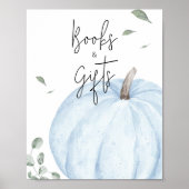 Blauwe minimalistische pompoenboeken en geschenken poster (Voorkant)