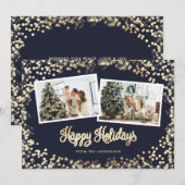 Blauwe minimalistische sterren Twinkle Lights Foto Feestdagenkaart (Voorkant / Achterkant)