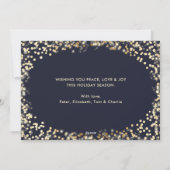 Blauwe minimalistische sterren Twinkle Lights Foto Feestdagenkaart (Achterkant)