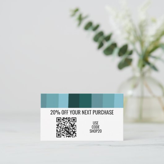 Blauwe minimalistische strips Eenvoudige grafische Kortingskaartje (Staand voorkant)