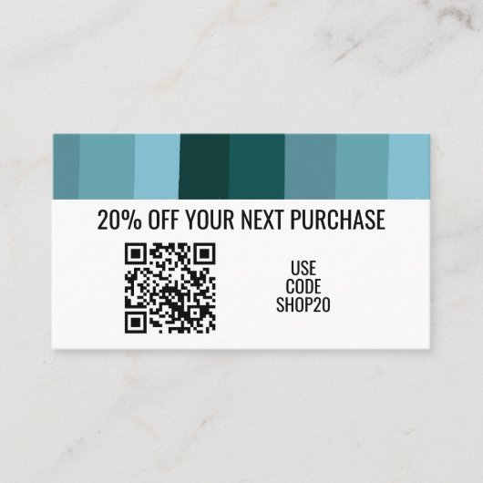 Blauwe minimalistische strips Eenvoudige grafische Kortingskaartje (Voorkant)