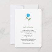 Blauwe minimalistische tulp kaart (Achterkant)