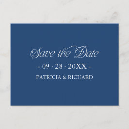 Blauwe Minimalistische Typografie Bewaar de Datum Briefkaart