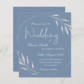 Blauwe minimalistische uitnodiging voor een bruilo (Voorkant / Achterkant)