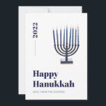 Blauwe minimalistische Waterverf Menorah Candle Ha Feestdagenkaart<br><div class="desc">© Gorjo Design. Gemaakt voor je via het Zazzle platform. // Hulp nodig bij het aanpassen van uw ontwerp? Heb je andere ideeën? Neem contact met mij op via de knop hieronder.</div>